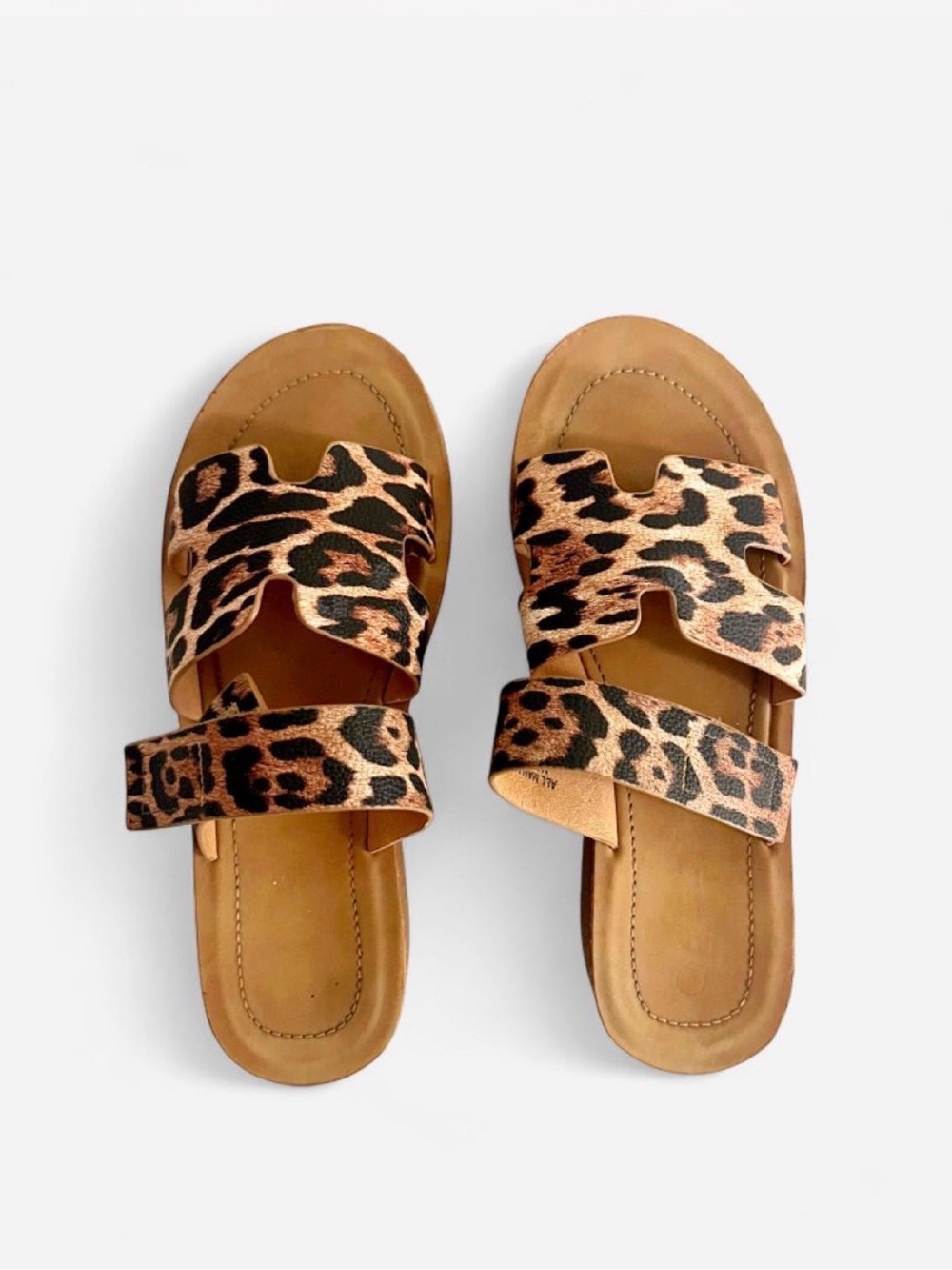 Leopard Print Slide Sandals - Women's Brown Leopard
